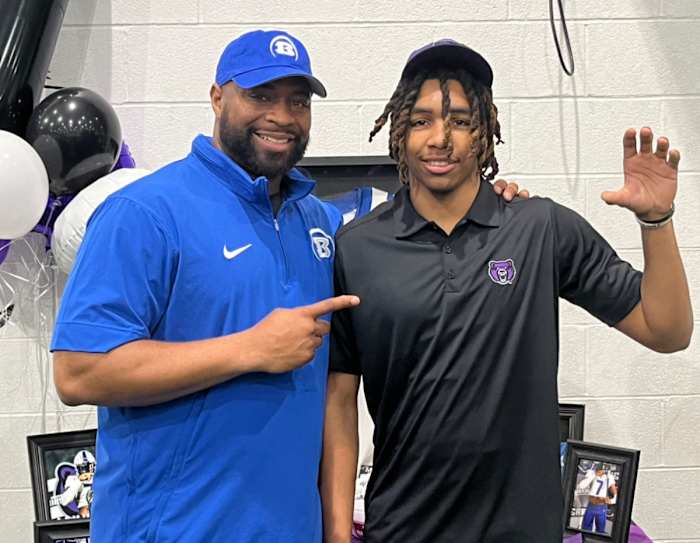 Bryant head coach Quad Sanders is a UCA alum. Wednesday two of his players, including Brenden Bennett (pictured), signed with the Bears. (Photo by Nate Olson)